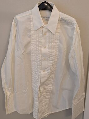 Joseph & Feiss Ivory Pleated Front Dress Shirt